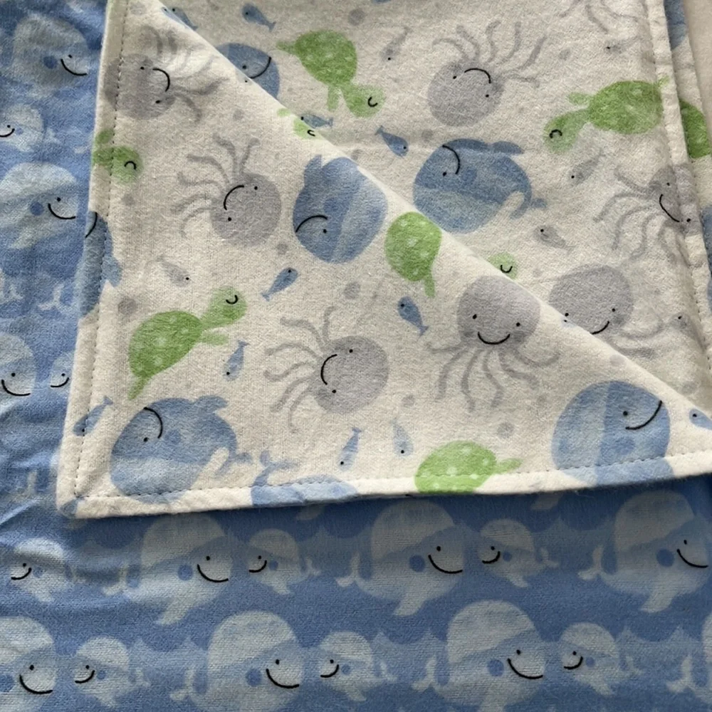 Sea life baby flannel receiving blanket - Picture 7 of 8